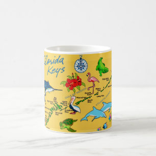 Färgglad Florida Keys Kartmugg Kaffemugg