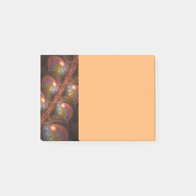 Färgglad Fluorescerande Abstrakt Trippig Brun Frak Post-it Block (Framsida)