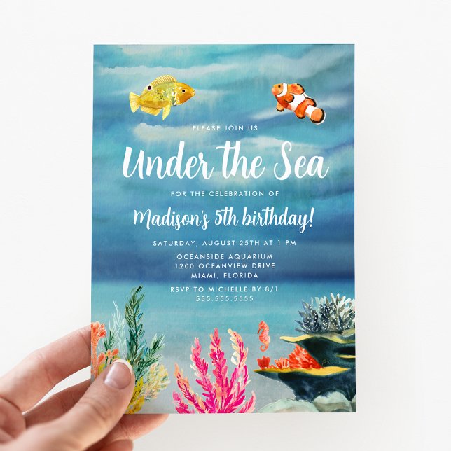 Färgglad Födelsedag Under Havet Inbjudningar (Skapare uppladdad)
