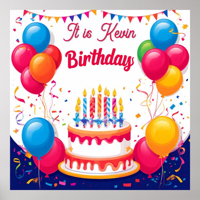 Färgglad födelsedagsfirande med ballonger poster (Framsidan)