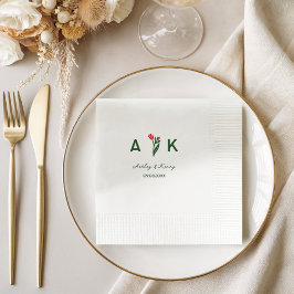 Färgglad Folkkonst Vildblomma Monogram Bröllop Pappersservett
