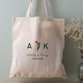 Färgglad Folkkonst Vildblomma Monogram Bröllop Tygkasse