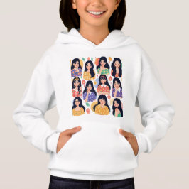 Färgglad folklig konst estetiska kvinnoporträtt mö t shirt