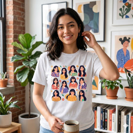 Färgglad folklig konstnärlig estetik Kvinnor Portr T Shirt