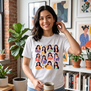 Färgglad folklig konstnärlig estetik Kvinnor Portr T Shirt