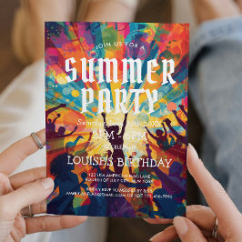 Färgglad Folkmassa Sommarfest Inbjudan
