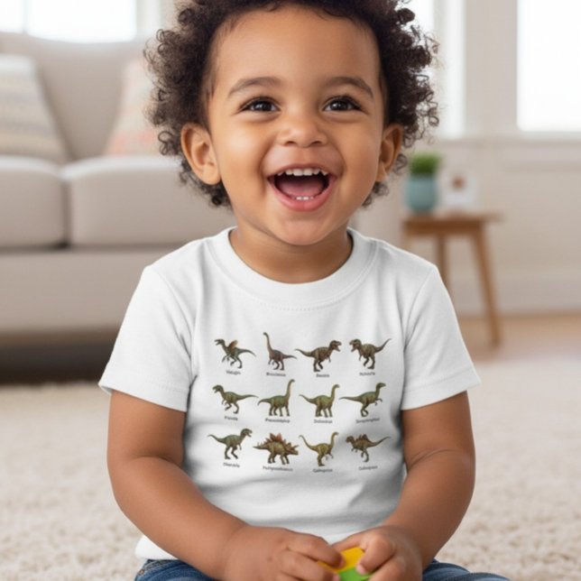 Färgglad förhistorisk vänner dinosaurienamnskarta t shirt (Skapare uppladdad)