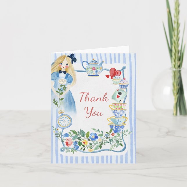 Färgglad Förtrollad Alice i Underlandet Födelsedag Tack Kort (Framsida)