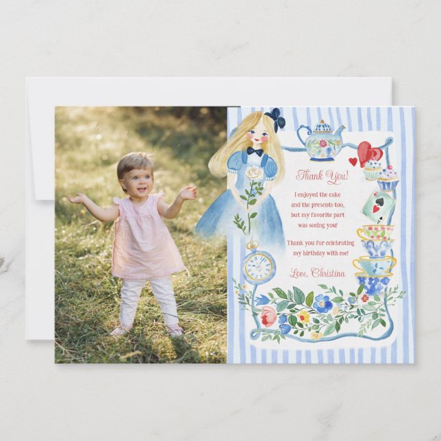 Färgglad Förtrollad Alice i Underlandet Födelsedag Tack Kort (Framsida)