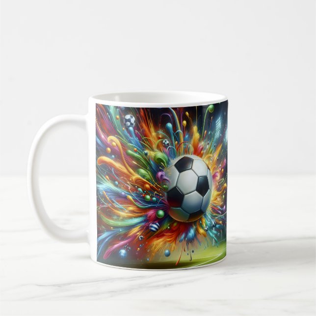 Färgglad fotboll kaffemugg (Vänster)