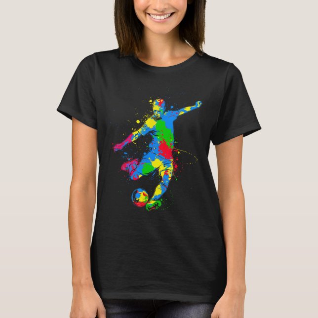 Färgglad fotbollsspelare  t shirt (Framsida)