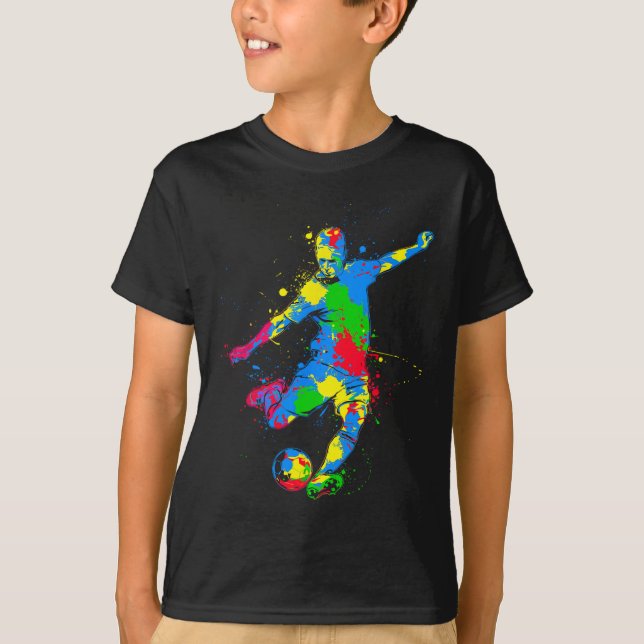 Färgglad fotbollsspelare  t shirt (Framsida)