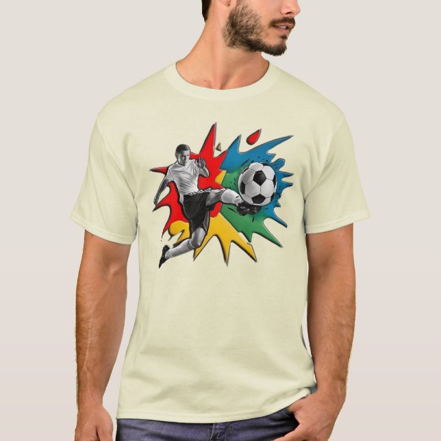 Färgglad fotbollströja med sparkdesign" t shirt (Framsida)