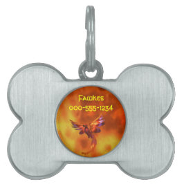 Färgglad fotogen som flyger mot en fiskbakgrund namnbricka husdjur