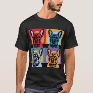 Färgglad fransk bulldogg Pop Art-design för hund T Shirt