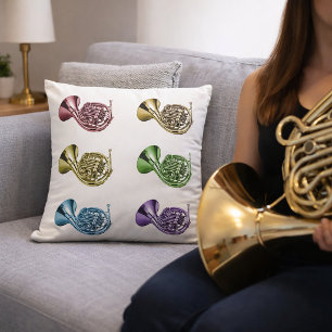 Färgglad fransk horn Pop Art Kudde
