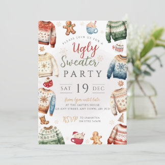 Färgglad ful jultröja festinladan inbjudningar