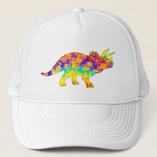 Färgglad Funky Triceratops Söt Dinosaurie Konst Keps