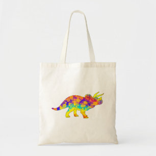 Färgglad Funky Triceratops Söt Dinosaurie Konst Tygkasse