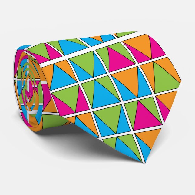Färgglad Fyrkant Triangel Geometrisk Slips (Rullad)