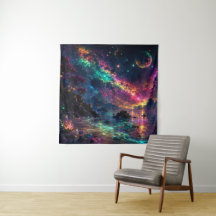 Färgglad Galaxy Neon Space Regnbåge Nebula Konst