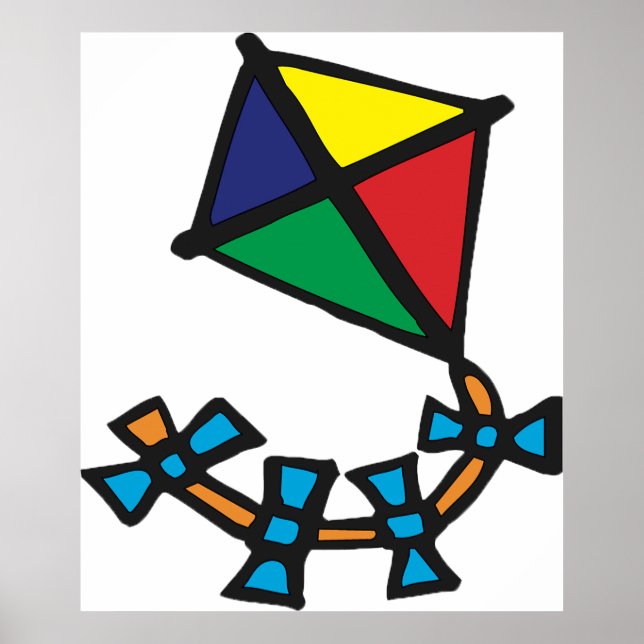 Färgglad geometrisk drak med bågsvans poster (Framsidan)