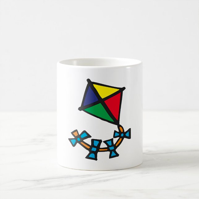 Färgglad geometrisk drake med bågsvans kaffemugg (Skapare uppladdad)