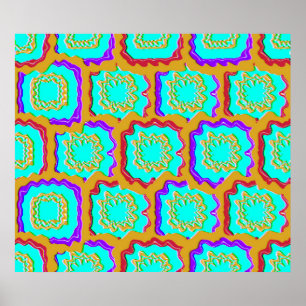Färgglad geometrisk glitch-mönster poster