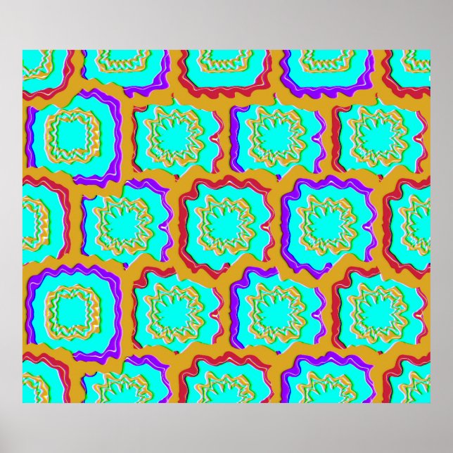 Färgglad geometrisk glitch-mönster  poster (Framsidan)