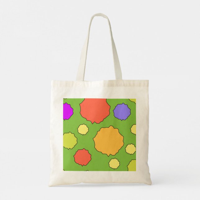 Färgglad Geometrisk Retro Funky Cirklar Shoppingvä Tygkasse (Baksida)