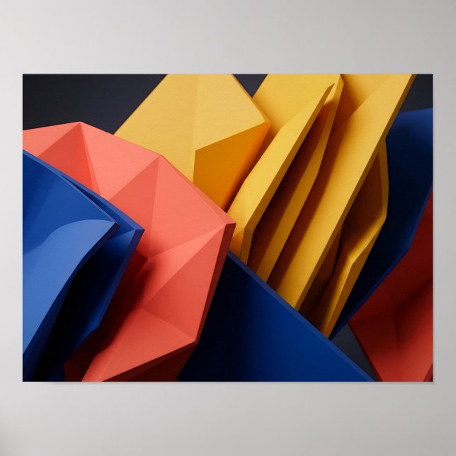 Färgglad geometrisk väggkonst med djärva, korsande (Framsidan)