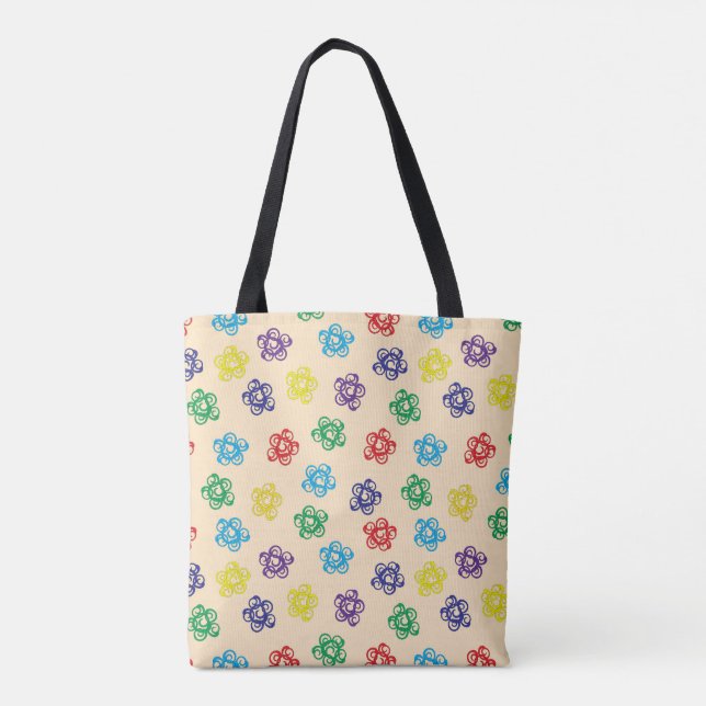 Färgglad geometrisk virvlande cirklar tote-handbag tygkasse (Baksida)