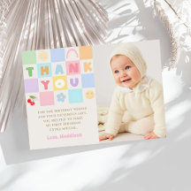 Färgglad Gingham Flicka 1-års Födelsedagsfoto