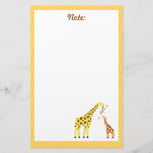 Färgglad giraffmamma och kalv för barn brevpapper