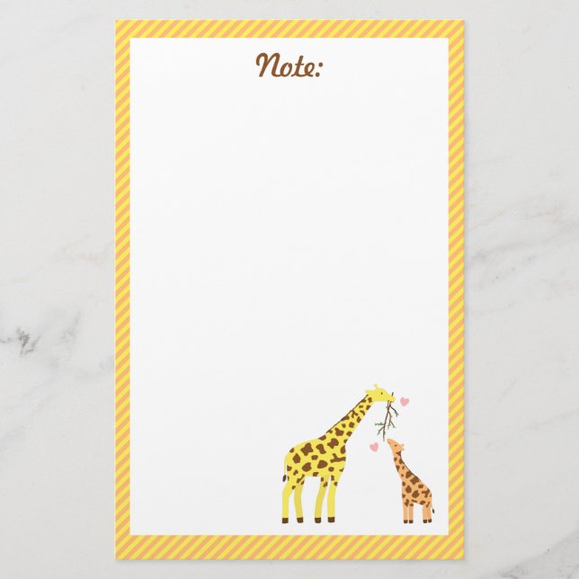 Färgglad giraffmamma och kalv för barn brevpapper (Framsida)
