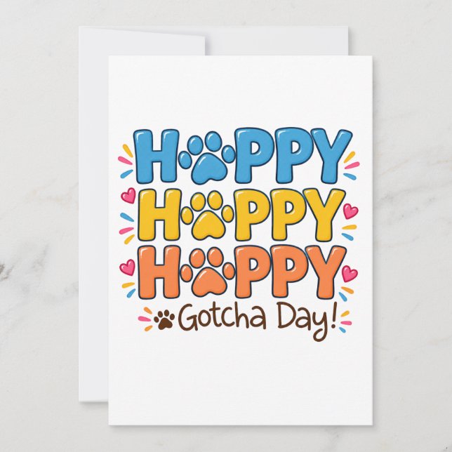 Färgglad Glad Adoptivdag  – Husdjuradoption Inbjudningar (Framsida)