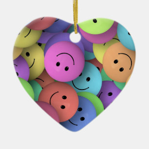 Färgglad Glad Ansikten Emoji Konst Julgransprydnad Keramik