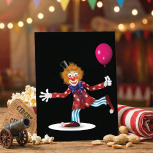 Färgglad Glad Clown med Ballong Glädje Cirkus Inbjudningar