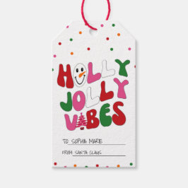 Färgglad Glad Jul  Presentetikett