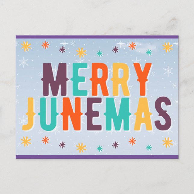 Färgglad Glad Junemas Julkort Vykort (Framsida)
