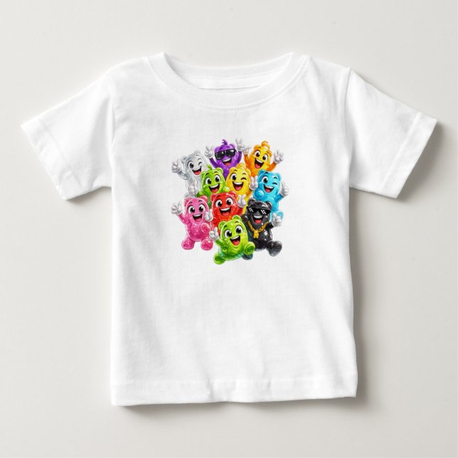 Färgglad Glad Monster Baby Bodysuit T Shirt (Framsida)