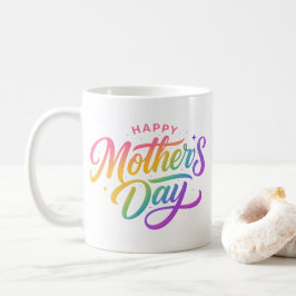 Färgglad Glad mors dag Kalligrafi med regnbåge |  Kaffemugg