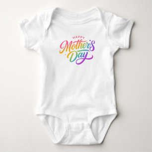 Färgglad Glad mors dag Kalligrafi med regnbåge T Shirt