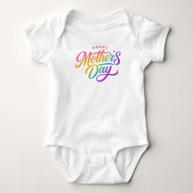 Färgglad Glad mors dag Kalligrafi med regnbåge |  T Shirt (Framsida)