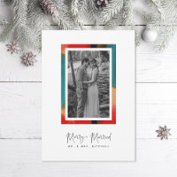 Färgglad Glad och Nygift Bröllopsfoto