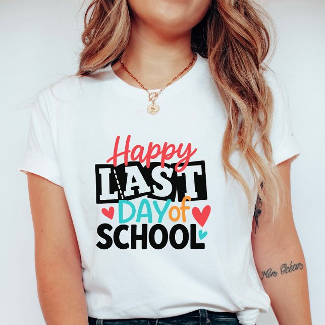Färgglad Glad Sista Skoldag, Lärare-Elev T Shirt (Skapare uppladdad)