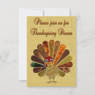 Färgglad Glad Thanksgiving Kalkon Inbjudningar