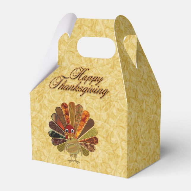 Färgglad Glad Thanksgiving Kalkon Presentaskar (Framsidan Sidan)