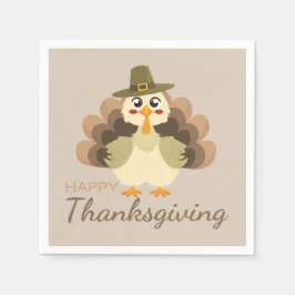 Färgglad Glad Thanksgiving Söt Turkiet Pappersservett