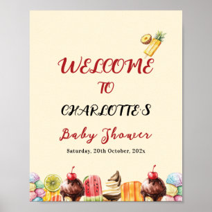 Färgglad Glass Söt Baby Shower Välkommen Poster